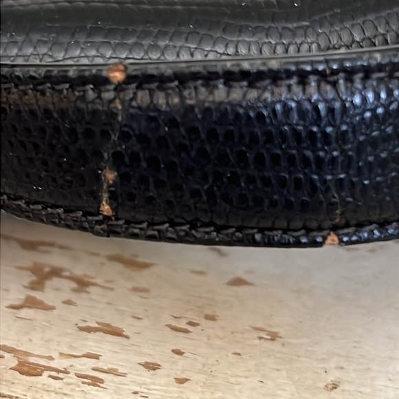 Vintage 60s 70s  Gucci Black Leather Women's Bag lizard skin purse - Picture 9 of 16